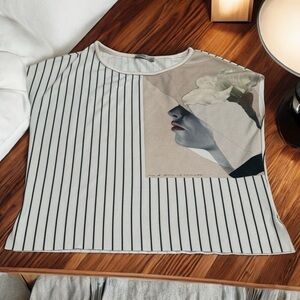 Zara Striped Fashion Woman With Hat Abstract Sleeveless Shirt Women’s Size S